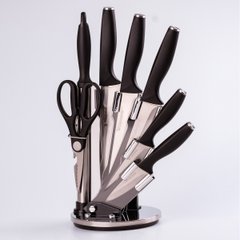 Набор кухонных ножей на подставке 7 предметов, черный