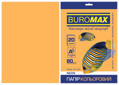 Бумага цветная NEON, оранж., 20 л., А4, 80 г/м²