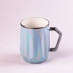 Чашка керамическая 450 мл в зеркальной глазури, голубой