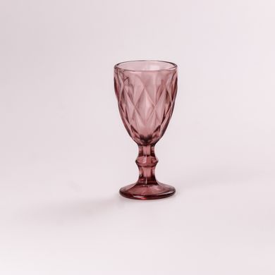 Набір чарок для міцних напоїв фігурних гранованих із товстого скла, рожевий