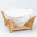 Салатниця керамічна 23*23*13.5 см на дерев'яній підставці, білий
