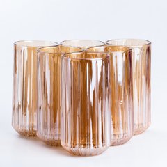 Набір склянок Lirmartur високих фігурних 6 штук, бурштиновий