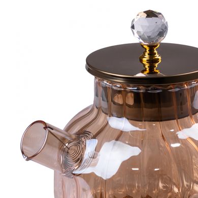 Чайник скляний заварювальний з підставкою для свічки 1 л, коричневий