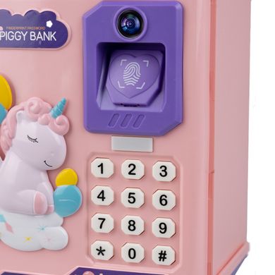 Копилка-сейф для девочки с кодовым замком и отпечатком пальца, розовый