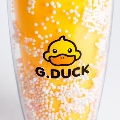 Стакан пластиковий багаторазовий G. Duck 750 мл з кришкою та трубочкою, жовтий
