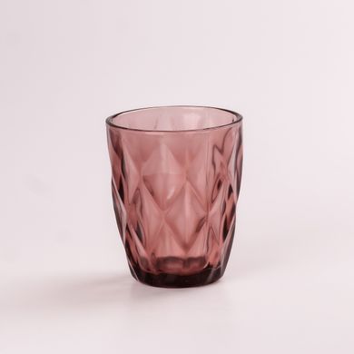 Набор стаканов для напитков фигурных граненых из толстого стекла 6 штук, розовый
