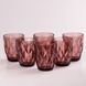 Набор стаканов для напитков фигурных граненых из толстого стекла 6 штук, розовый
