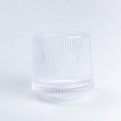 Склянка-дзига для віскі з бамбуковою підставкою, ребриста