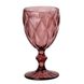 Келих для вина високий фігурний гранований з товстого скла набір 6 шт, рожевий