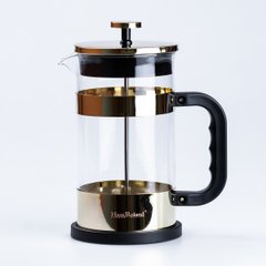 Френч-прес чайник скляний Haus Roland 1 літр з фільтром фактурний, чорний