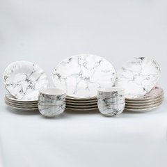 Столовий сервіз на 6 персони керамічний Marble, білий