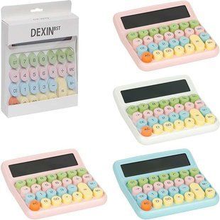 Калькулятор 15*14*3,5см цветной с круглыми кнопками Dexin DX-2279 119374 фото