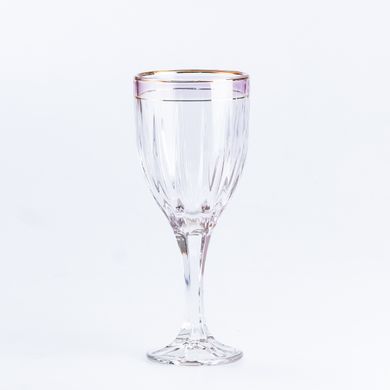 Набір бокалів для вина 6 штук із золотою облямівкою, розовий