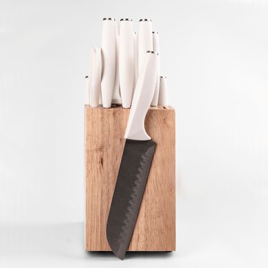 Набор кухонных ножей на подставке 14 предметов, белый