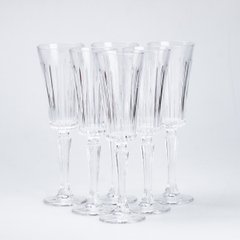 Набор бокалов для шампанского на высокой ножке из толстого стекла 6 штук, прозрачный
