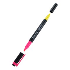 Маркер Axent Highlighter Dual 2534-10-A, 2-4 мм, клиноподібний, рожевий+жовтий
