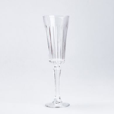 Набір бокалів для шампанського на високій ніжці з товстого скла 6 штук, прозорий