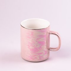 Чашка керамическая 420 мл в зеркальной глазури, розовый