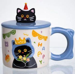 Чашка порцелянова Kitten's Birthday 400 мл, синій FM-24A фото