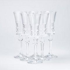Набор бокалов для шампанского на высокой ножке фигурных 6 штук, прозрачный