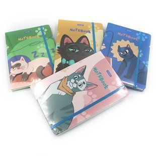 Блокнот на резинке "Cats" A5 80G, 80P, клетка, mix4, 1шт./этик. QD-15107 фото