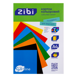 Картон кольоровий А4, 7 кол., 7 арк., 200г/м2, SMART Line ZB.1955 фото