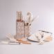 Набор кухонных принадлежностей на подставке Мрамор 25 штук с бамбуковой ручкой, белый