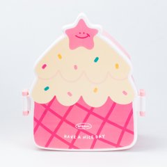 Ланч-бокс дитячий зі столовими приладами Cake 20*18*8 см, рожевий
