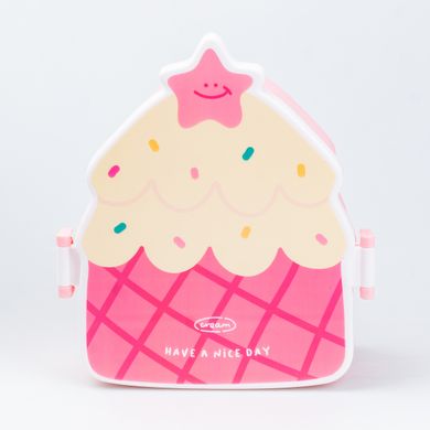 Ланч-бокс детский со столовыми приборами Cake 20*18*8 см, розовый
