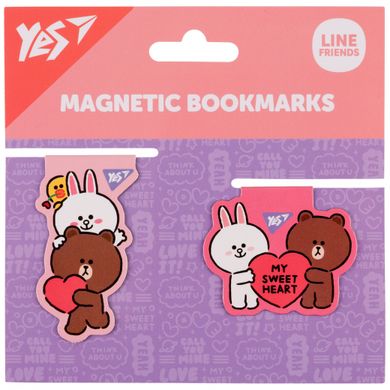 Закладки магнітні YES Line Friends Sweet heart, 2шт