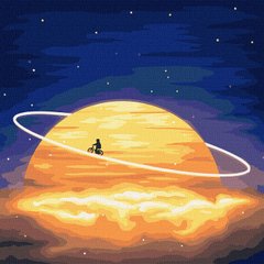 Картина по номерам - Вокруг Сатурна с красками металлик