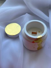Кашпо-свічка "Jar" біла з поталлю (гніт дерево)