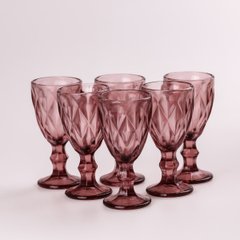 Набор рюмок для крепких напитков фигурных граненых из толстого стекла, розовый