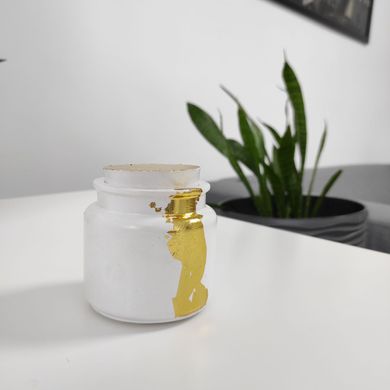 Кашпо-свічка "Jar" біла з поталлю (гніт дерево)