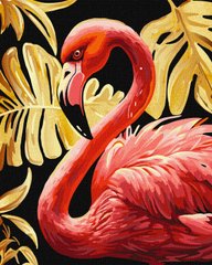 Картина по номерам - "Изящный фламинго с красками металлик extra" 40х50см