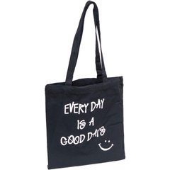 Эко - сумка с ручками 35*37см черная с рисунком "Every day is good days"