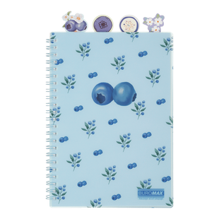 Тетрадь для записей BLUEBERRY ARABESKI, А5, 80 л., клетка, 4 разделителя, пластиковая обложка, кобал BM.2587-54 фото