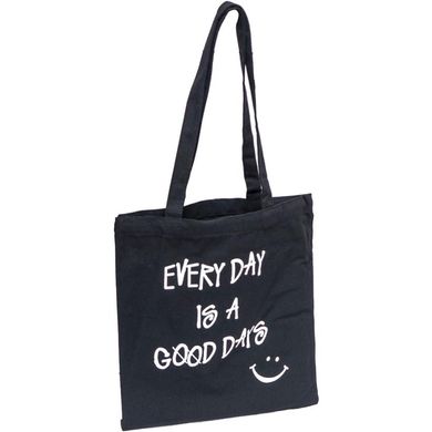 Еко - сумка із ручками 35*37см чорна з малюнком "Every day is good days"