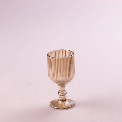 Набір чарок для міцних напоїв фігурних прозорих ребристих з товстого скла 6 штук, tea color