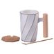 Чашка керамічна 400 мл з бамбуковою кришкою та ложкою ,білого кольору