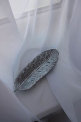 Декоративное кашпо Перо маленькое, серебро