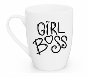 Чашка 360 мл Girl boss black капучіно + подарункова коробка 1799 фото