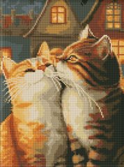 Алмазная мозаика без подрамника - "Влюбленные котики" 30х40см
