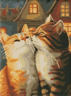 Алмазна мозаїка без підрамника - "Закохані котики" 30х40см