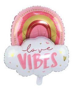 Фольгована кулька фігура "Веселка love vibes" рожева 67х54см. в уп. (1шт.) /гел3 02053 фото