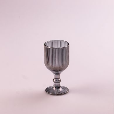 Набір чарок для міцних напоїв фігурних прозорих ребристих з товстого скла 6 штук, сірий