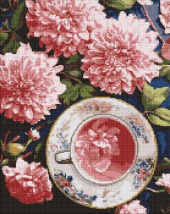 Алмазна мозаїка - "Рожеві жоржини" 40х50см