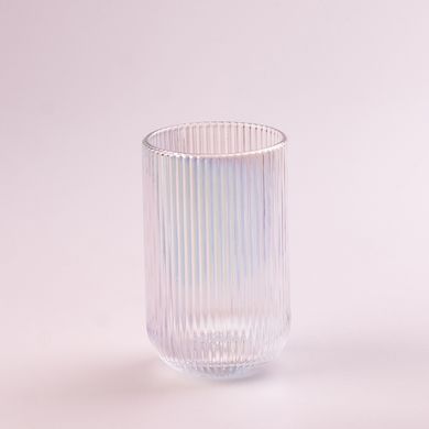 Набір склянок високих прозорих фігурних ребристих з товстого скла 6 штук, rainbow