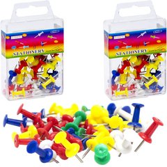 Кнопки-гвоздики цветные 50 шт., пластиковый контейнер