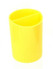 Подставка для ручек круглый на два отделения, желтый (стакан)